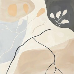 Abstract muted colors florals painting poster decoration
