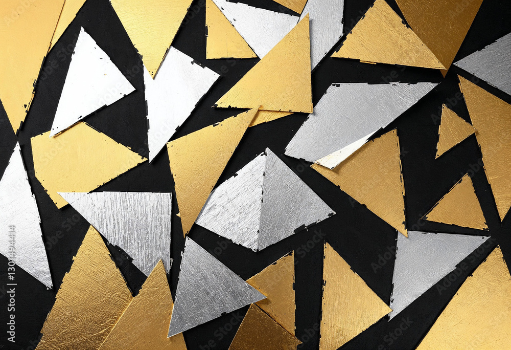 Poster abstract luxury black and gold geometric background with metallic triangular shapes for modern digit