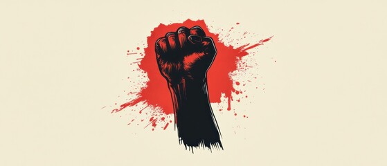 Vector Logo of a Raised Fist in Red Paint Symbolizing Power and Resistance