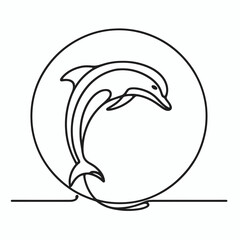 Obraz premium dolphin silhouette thin lines flat 