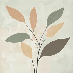 Abstract muted colors florals painting poster decoration