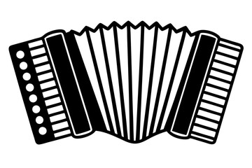 Stylish Line Drawing of Accordion - Vector Illustration
