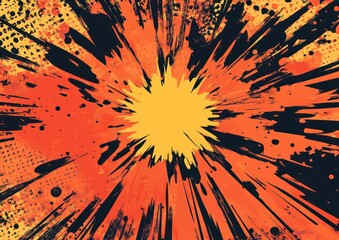 Dynamic Comic Book Style Explosion Background with Retro Pop Art Flair