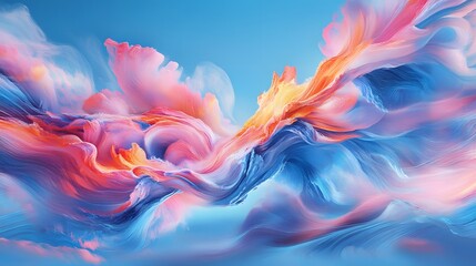 Obraz premium Dynamic color streams in soft sky blue