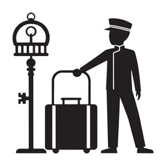 Professional Hotel Room Service Man Illustration with Elegant Uniform