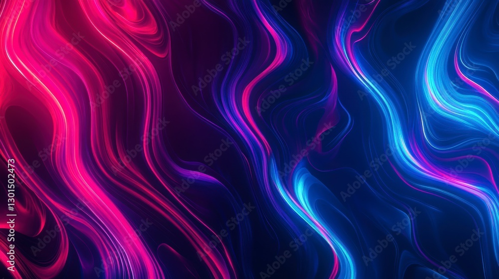 Poster abstract vibrant neon flowing lines. possible use digital art background