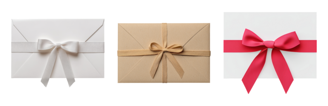 Elegant Gift Boxes with Bows Ready for Celebration Isolated on transparent background