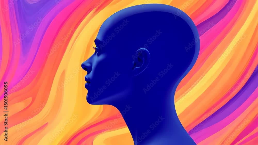 Poster psychedelic abstract illustration symbolizing creative mind with vibrant colors and flowing patterns