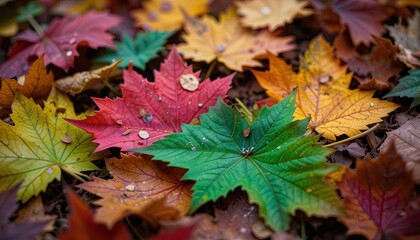 Autumn leaves falling forest floor nature photography colorful environment ground view seasonal beauty