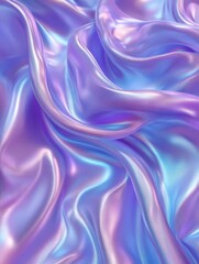 Obraz premium Turquoise and lavender silk waves, iridescent pastel glow, soft fluid motion, glossy metallic highlights