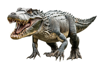 Obraz premium Fierce dinosaur model showcasing realistic details and dynamic pose for educational display and creative projects, cut out