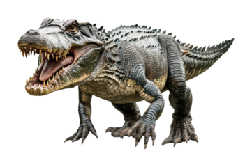 Fierce dinosaur model showcasing realistic details and dynamic pose for educational display and creative projects, cut out