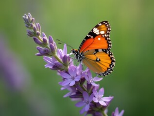 Obraz premium Colorful Butterfly on Lavender Flower in Spring