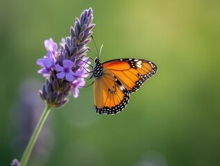 Fototapeta premium Colorful Butterfly on Lavender Flower in Spring