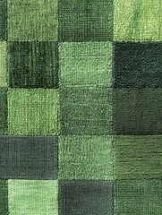 Fototapeta premium Green Textile Patchwork - Close-up shot of a textured fabric with a patchwork design in various shades of green