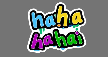 The image features a vibrant sticker design with the playful text 