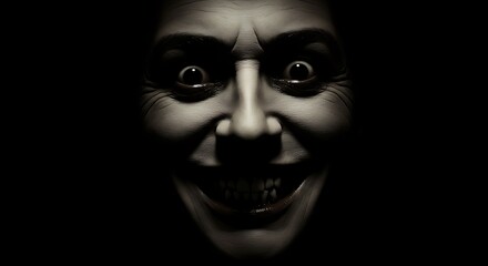 Distorted Grin: A Chilling Close-Up Portrait in Dark Art