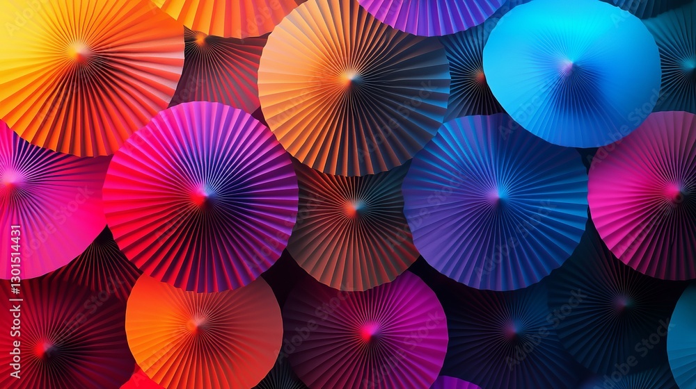 Poster vibrant colorful paper umbrellas abstract background design pattern texture image digital art graphi