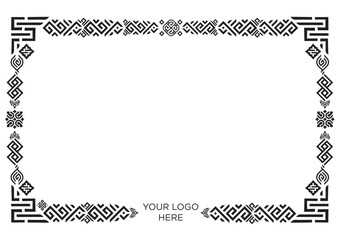 Eastern decorative geometric frames and seamless borders. Islamic oriental style