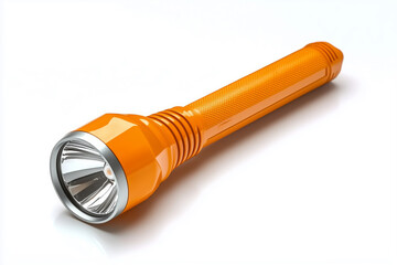 Bright orange flashlight on white background for versatile lighting