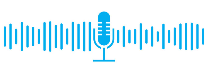Microphone icon with sound waves, recording voice message sign