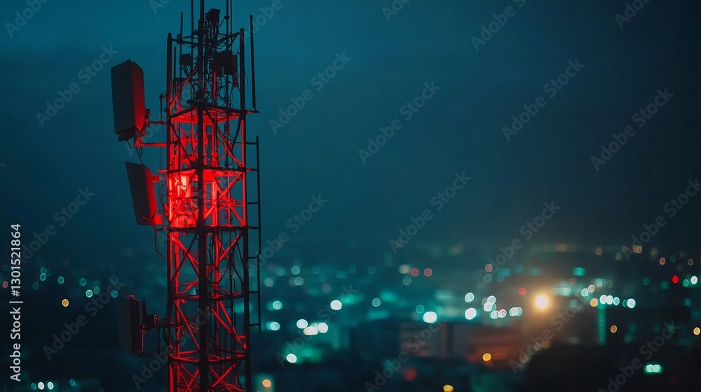 Poster 5g mobile internet communication tower for a cellular network wireless broadband antenna transmittin