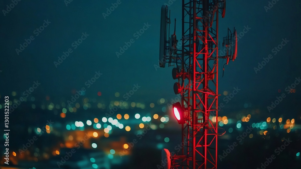 Poster 5g mobile internet communication tower for a cellular network wireless broadband antenna transmittin