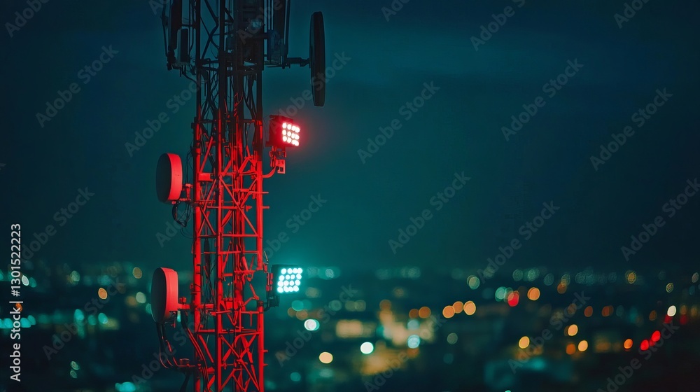 Poster 5g mobile internet communication tower for a cellular network wireless broadband antenna transmittin