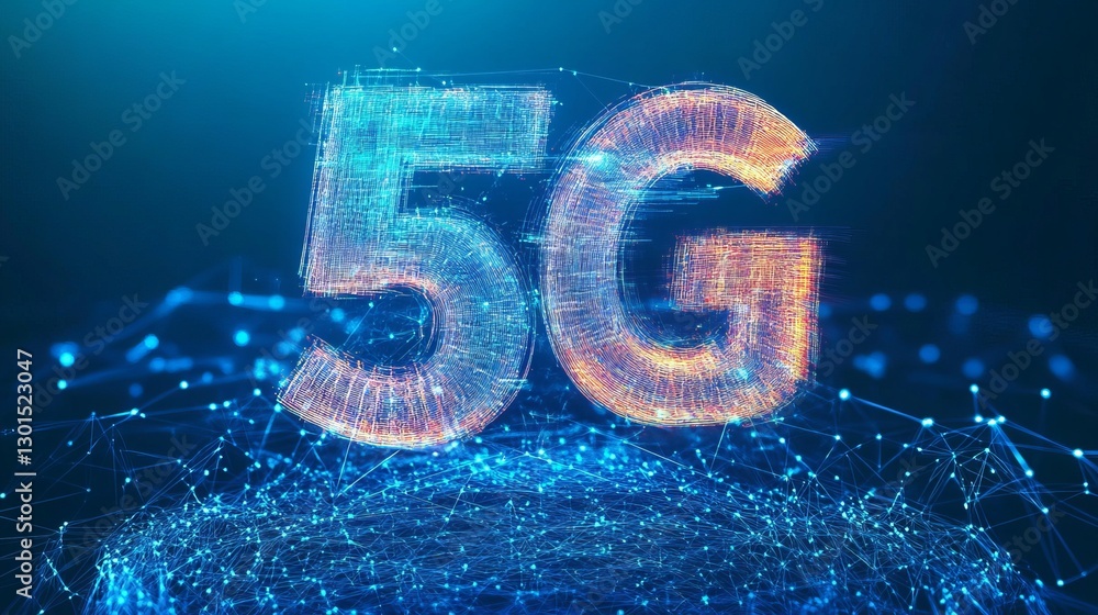 Poster 5g network technology with a communication tower for highspeed wireless internet mobile data tower b