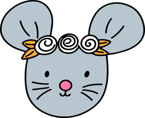 Gray mouse, doodle style illustration