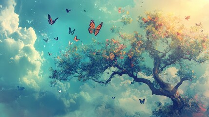 Fototapeta premium Celebrate life's beautiful transformations and embrace new beginnings with this delightful print. 