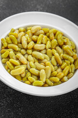 Beans flageolet green bean fresh delicious gourmet food background on the table rustic food top view copy space keto and paleo diet vegetarian and vegan food