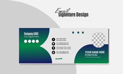Modern clean and creative Email signature or email footer template. Personal  social media icon ,photo and contract Info.