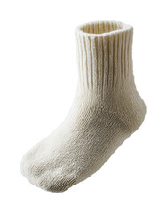 Cozy beige sock for winter warmth and comfort during chilly days in a home setting used for lounging or nighttime relaxation, cut out