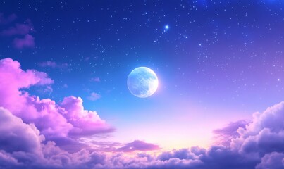 Night Sky Clouds Moon Fantasy