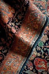 Elegant floral patterned rug in warm tones.