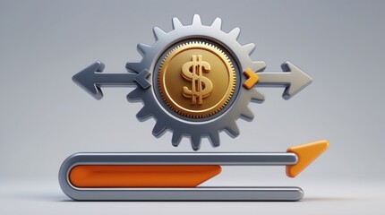 Naklejka premium Financial Growth Mechanism with Dollar Symbol and Gear
