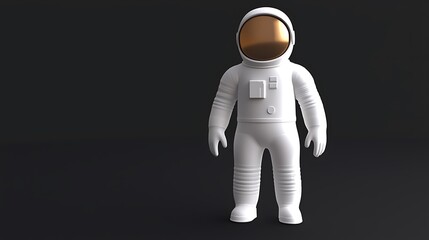 Fototapeta premium White Astronaut Figurine with Glossy Helmet on Dark Background