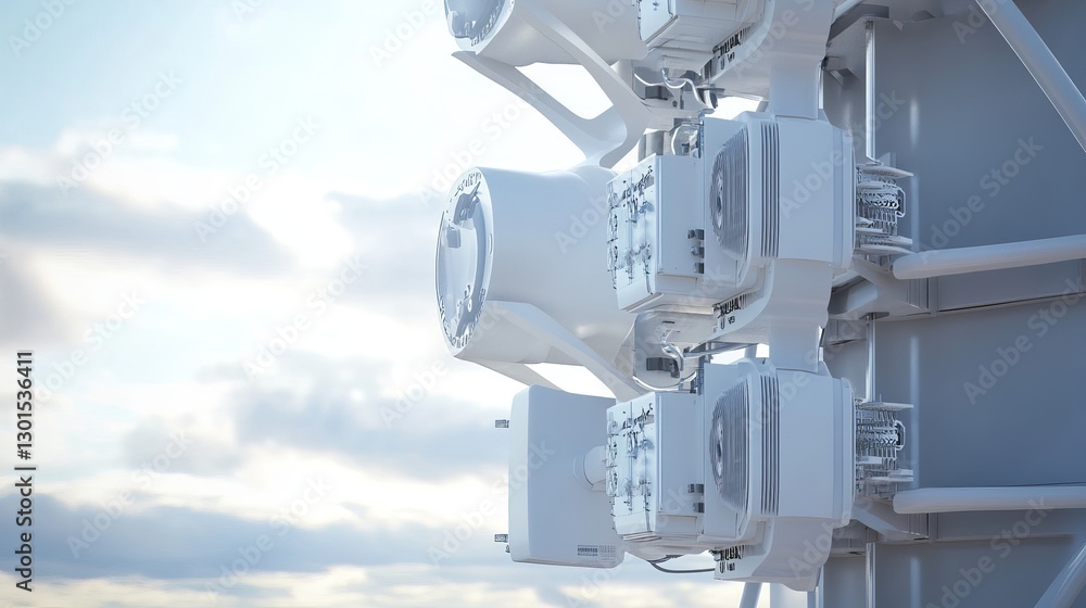 Aufkleber 3d rendering of a telecommunication tower with network wireless systems and antennas
