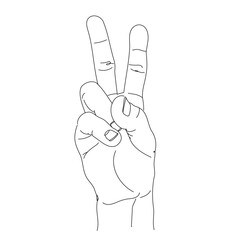 simple line drawing of hand peace / victory sign (right hand)