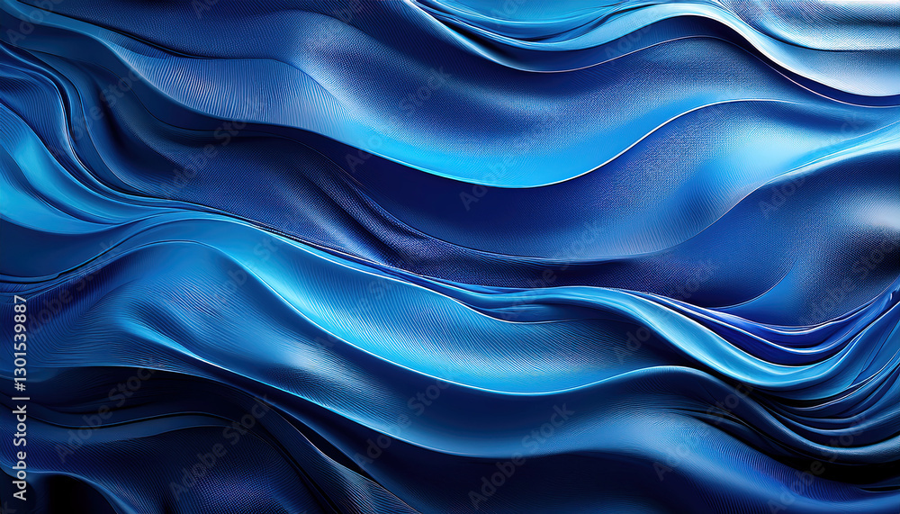 Poster flowing waves of blue silk create a mesmerizing texture against a vibrant background
