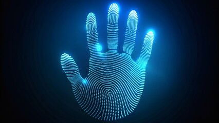 Digital Handprint, Biometric Scan, Cybersecurity Concept