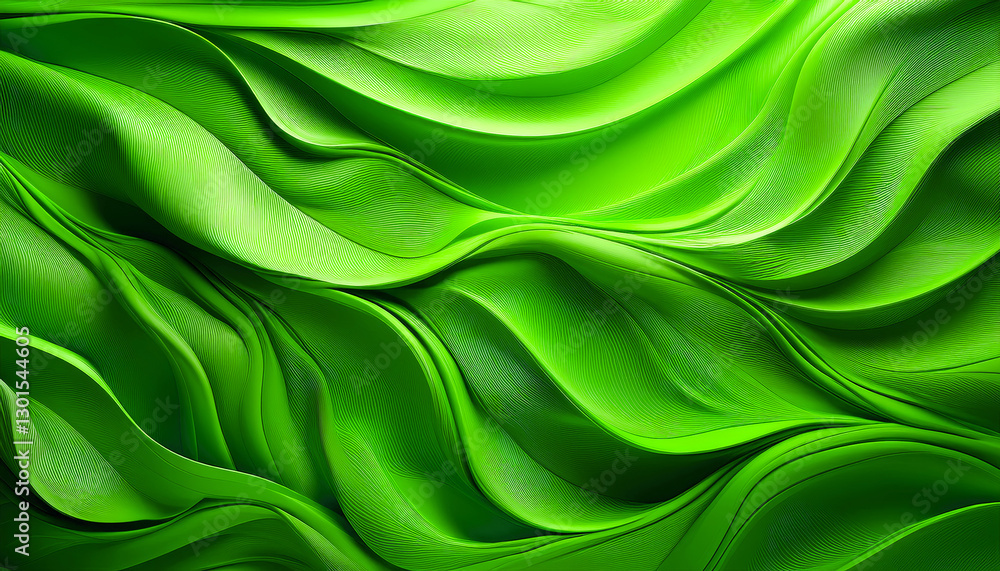 Poster fluidity of green waves creating a mesmerizing and tranquil background experience