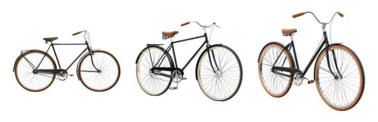 Classic City Bicycle Collection with Vintage Style Isolated on transparent background