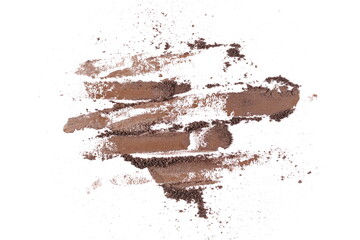 Face powder stroke isolated on white background, top view	