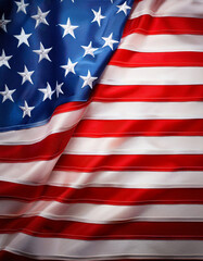 Fototapeta premium Waves of Red and White Colors Flow Seamlessly in the American Flag Representing Unity and Pride