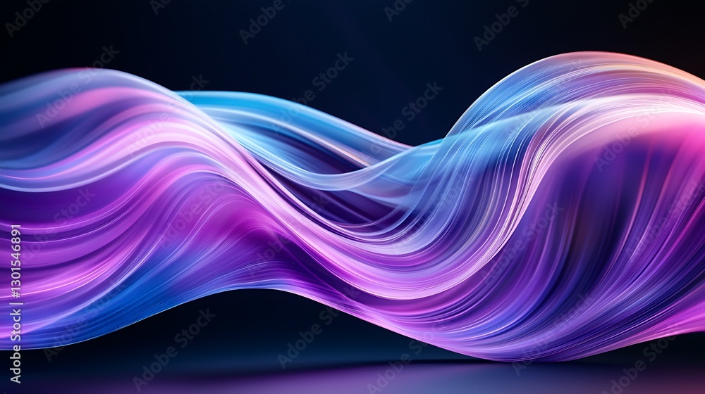 Aufkleber Abstract flowing colored waves on dark surface with reflections, artistic rendering