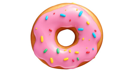 Pink Glazed Donut with Sprinkles, Sweet Treat, Bakery Dessert, Food Photography