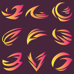 Abstract Gradient Tribal Logo Elements Set Modern Dynamic Swirl and Swoosh Vector Designs