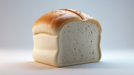 Freshly Baked Bread Loaf with Crusty Top and Soft Interior, Ideal for Culinary Photography and